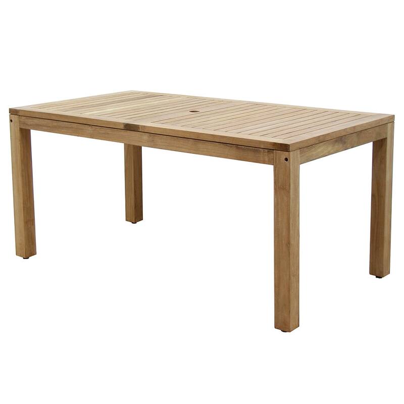 Amazonia Brown Rectangular Teak Wood Outdoor Dining Table - 63 in. L x 35 in. W x 30 in. H