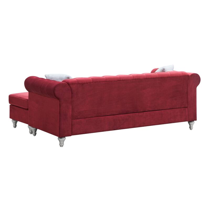 Raisa Microsuede Velvet Tufted Sofa with Chaise