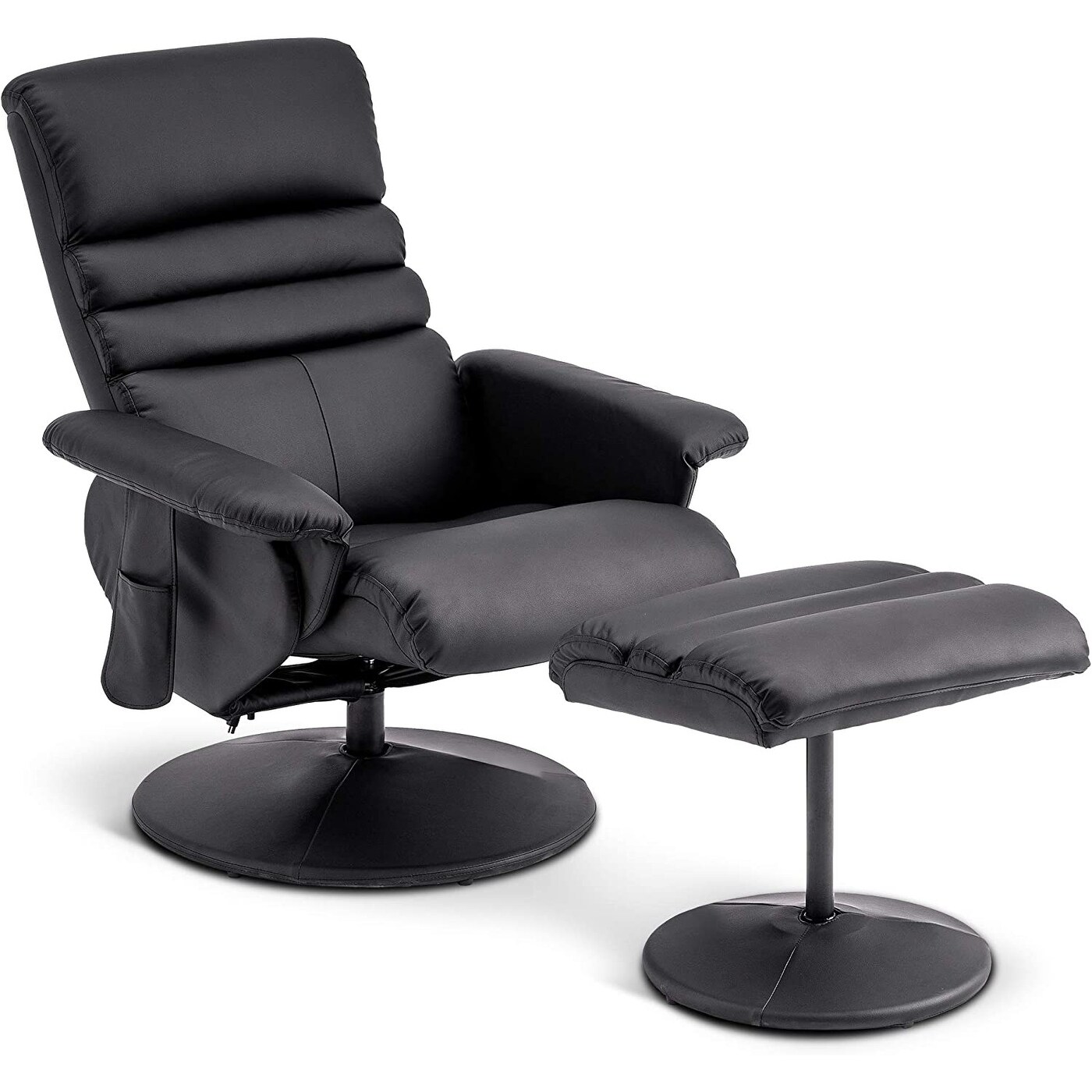Mcombo Swivel Massage Recliner Chair with Ottoman Wrapped Base