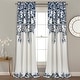 preview thumbnail 16 of 95, Porch & Den Elcaro Floral Room Darkening Curtain Panel Pair 52"W x 95"L - Navy & White