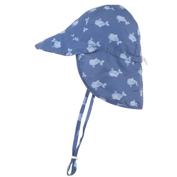 slide 1 of 1, Hudson Baby Infant and Toddler Boy Sun Protection Hat, Blue Whale 0-6 Months - Blue Whale