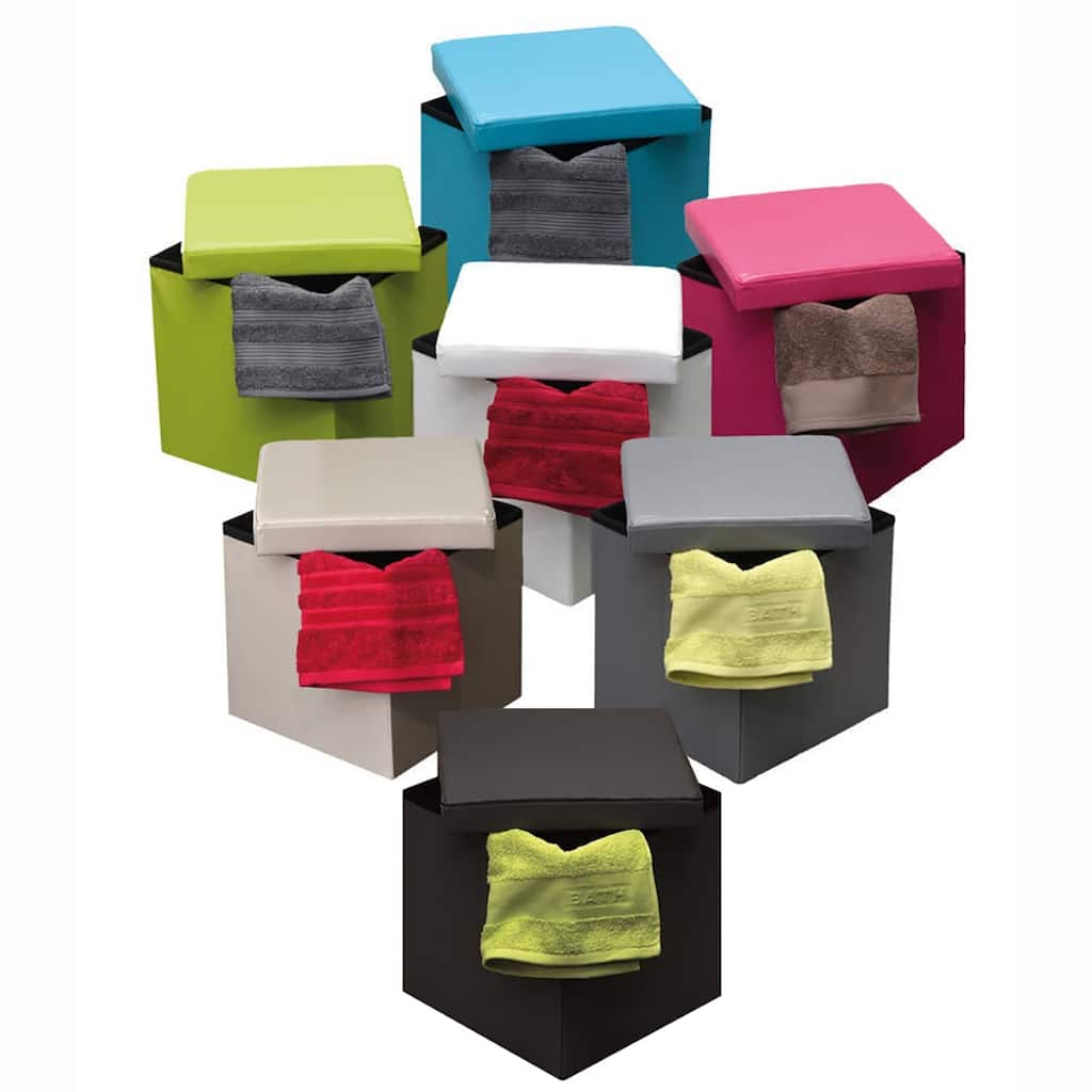 2-in-1 Foldable Faux Leather Pouffe Storage Cube and Ottoman