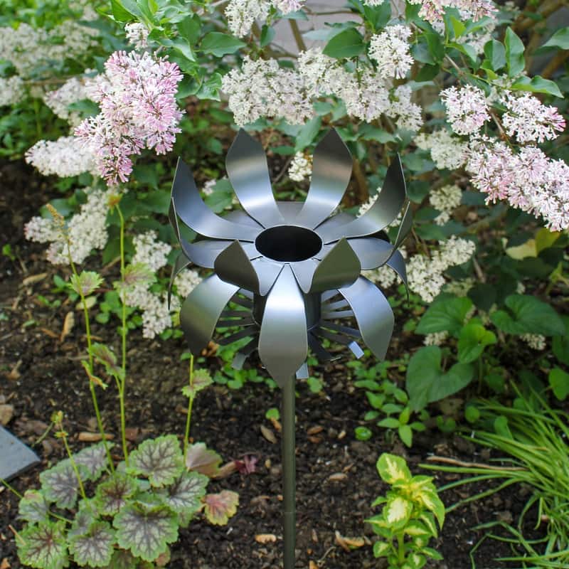 Achla Designs Petals Gazing Globe Ball Stand, 43 Inch Tall, Black Powder Coat Finish