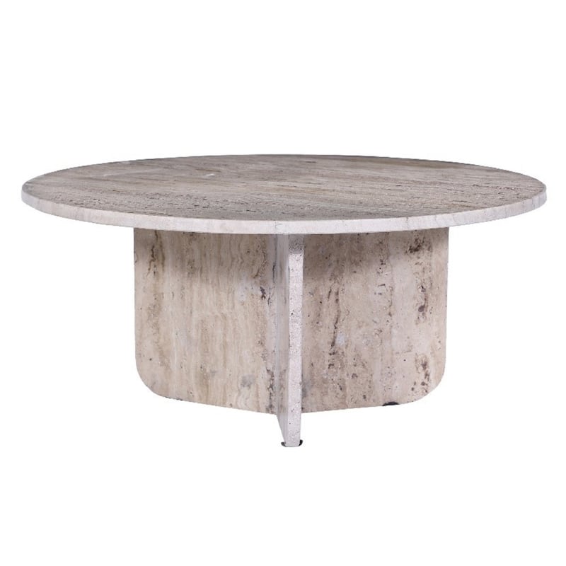 Round Marble Side Table - 22" - Brown and Gold