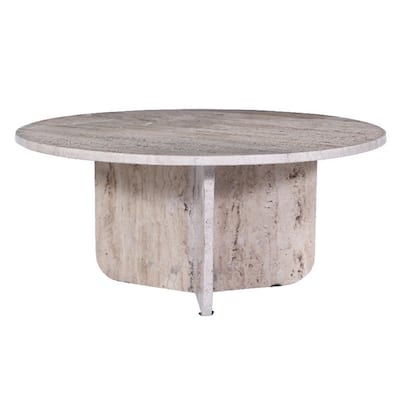 Round Marble Side Table - 22" - Brown and Gold