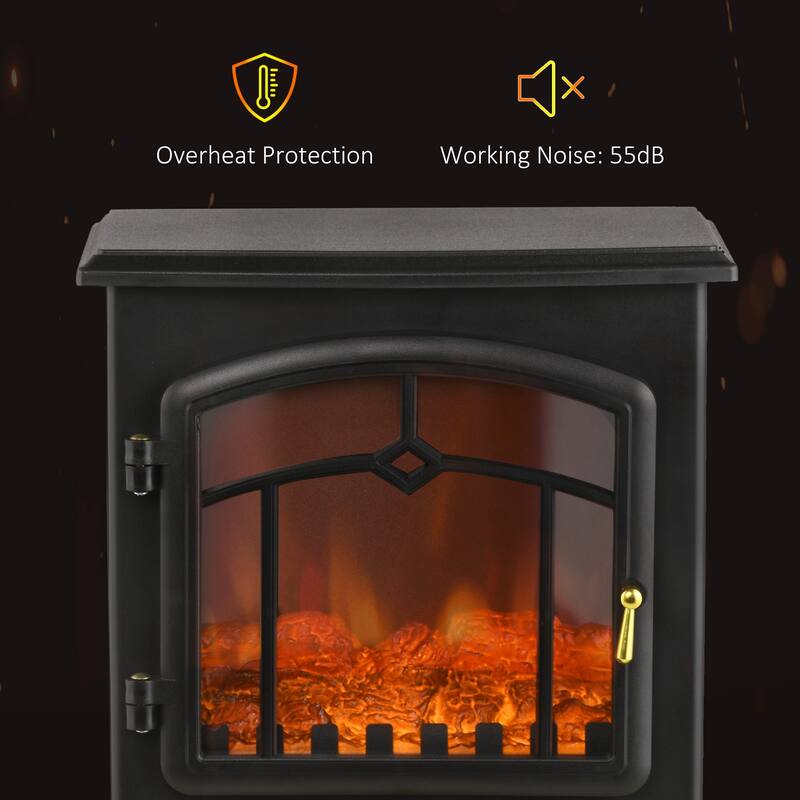Three-Sided Electric Wood Stove Heater with Customizable Flame Brightness 1500W Heat and Quiet Operation - N/A
