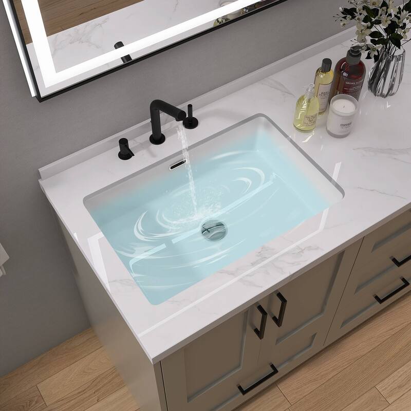 23 5/8" Vessel Sink Rectrangle Undermount Bathroom Sink With Overflow (2 Pack) - 24"Rectrangle Undermount Bathroom Sink(2 Pack)