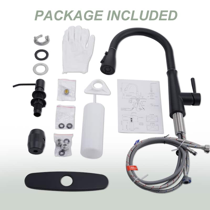 WOWOW Single Handle 3-Mode Pull Out Sprayer Kitchen Faucet