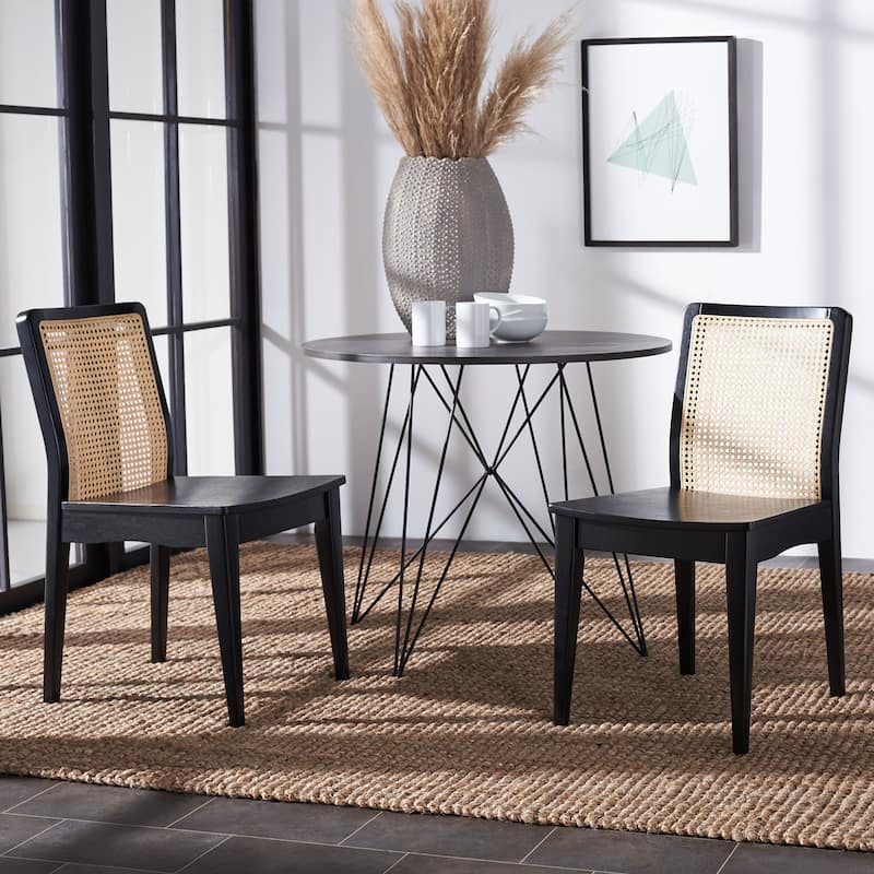 SAFAVIEH Benicio Coastal Rattan Dining Chair (Set of 2) 18.9" W x 22.