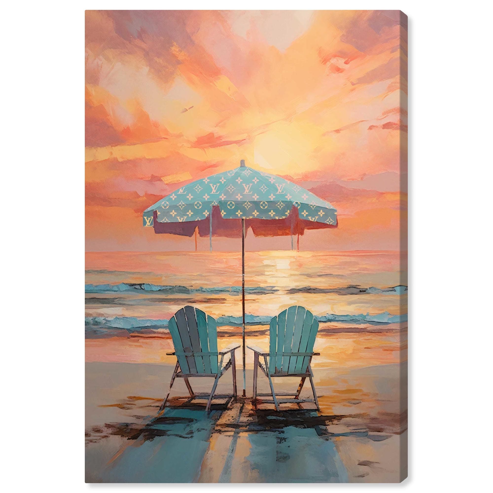 Sunset Beach View Canvas Glam Coastal Wall Art by Art Remedy, Gallery Wrapped