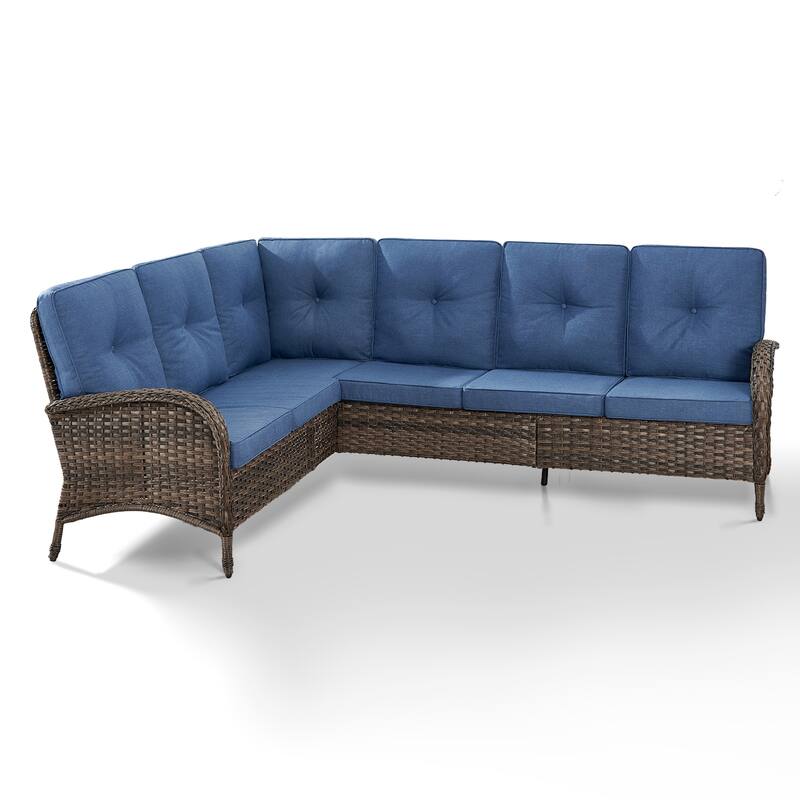 Gymojoy L-Shaped Outdoor Sectional Sofa Set, PE Wicker Couch with Water-Resistant Olefin Cushions