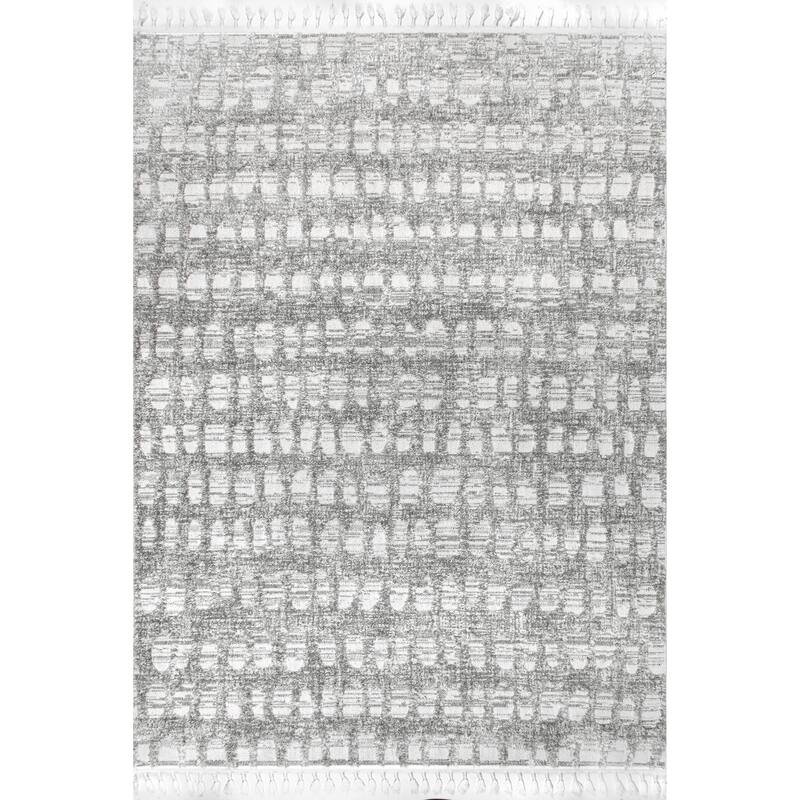 Nuloom Geometric Jean Textured Ovals Tassel Area Rug