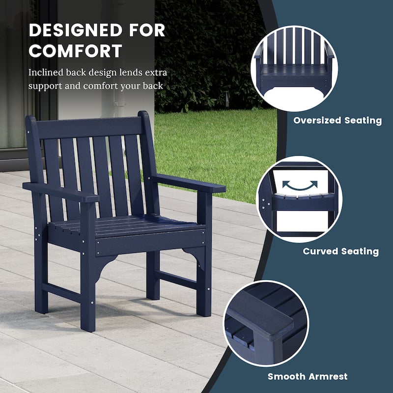 Polytrends Laguna Outdoor Patio 7-Piece Rectangular Table Garden Arm Chairs Dining Set