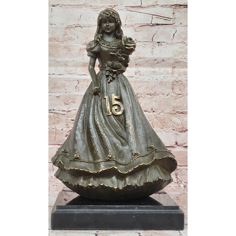 Bronze Quinceañera Girl Statue - Elegant 15Th Birthday Decor