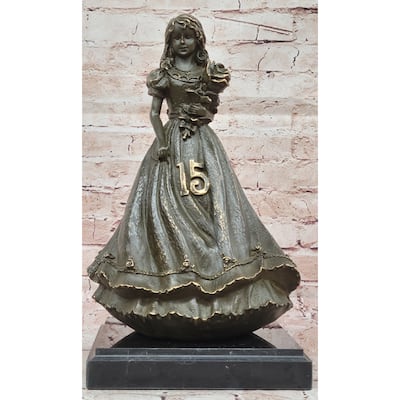 Bronze Quinceañera Girl Statue - Elegant 15Th Birthday Decor