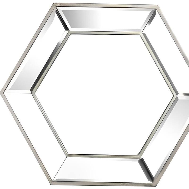 HomeRoots 18" Silver Hexagon Glass Framed Accent Mirror - 20.7' X '17.9' X '1.6
