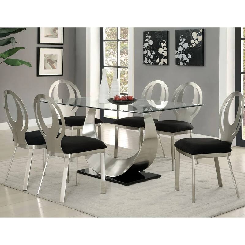 Set of 2 Microfiber and Metal Side Chairs
