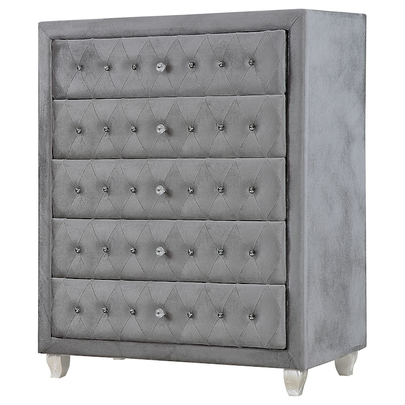 Deanna Modern Classic Upholstered Tufted 5-drawer Bedroom Chest