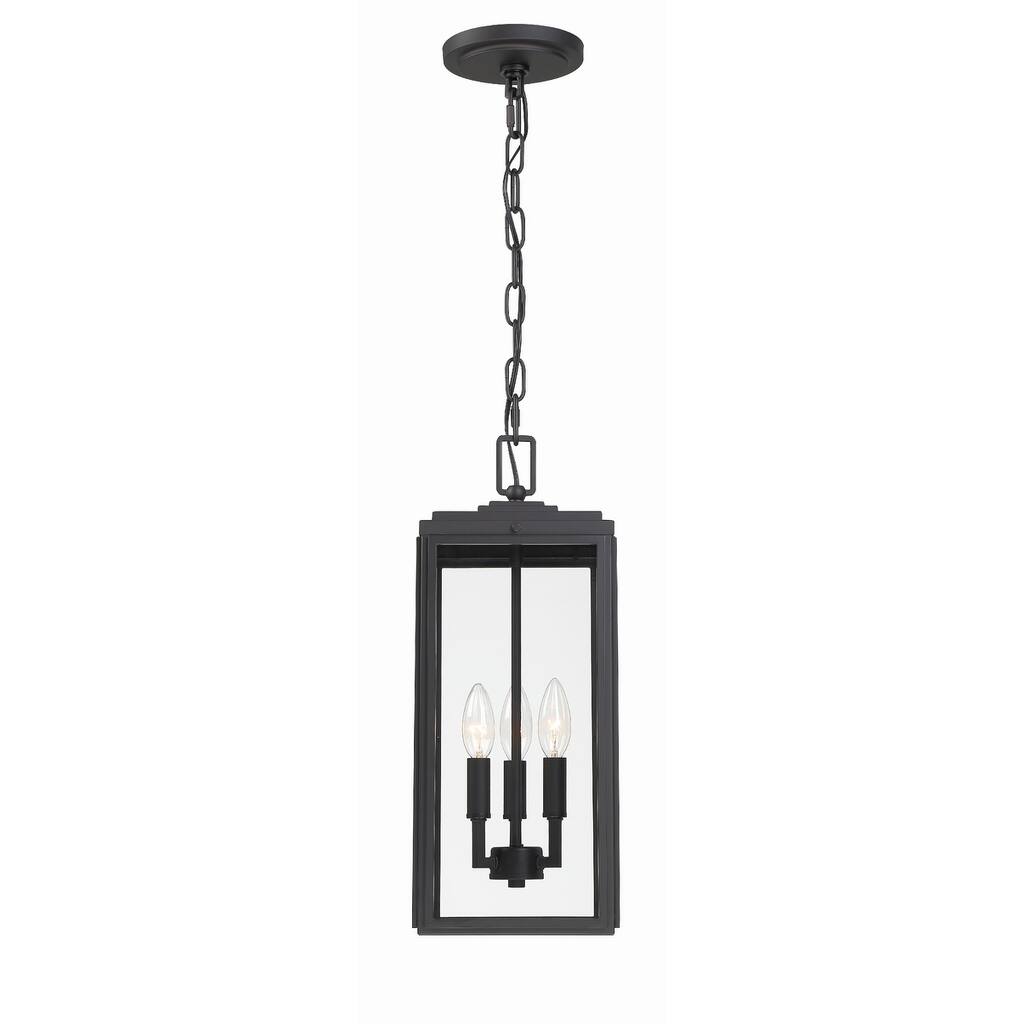 Byron 3 Light Matte Black Outdoor Pendant - 7.5"W x 18.75"H