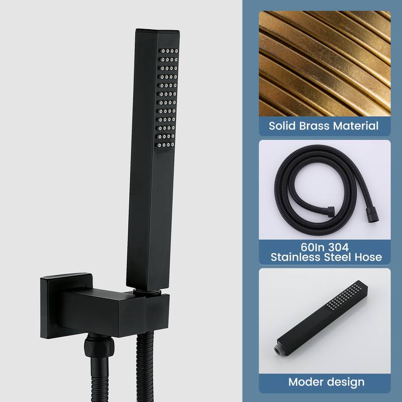 Digital Display Thermostatic Complete Shower System with Rough in-Valve, Rain Shower Faucet Set
