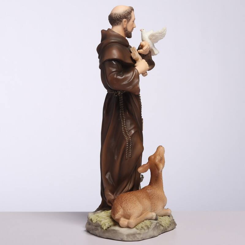 6.1 inches Height Polyresin Saint Francis of Assisi Multicolor Finish Figurine