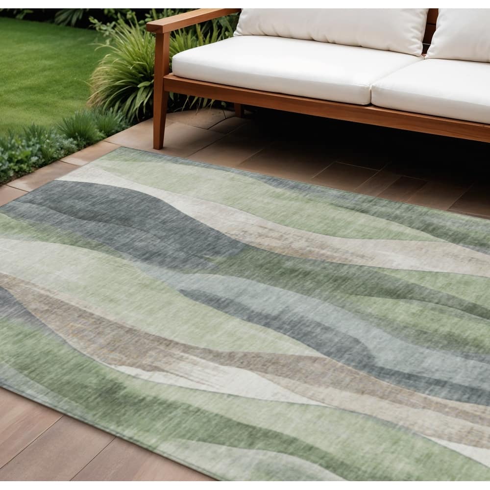 HomeRoots Abstract Transitional Rectangle Outdoor Rug