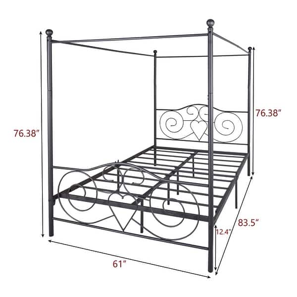 Stylish Vintage Queen Metal Platform Bed Frame - Noise-Free, Under-Bed Storage