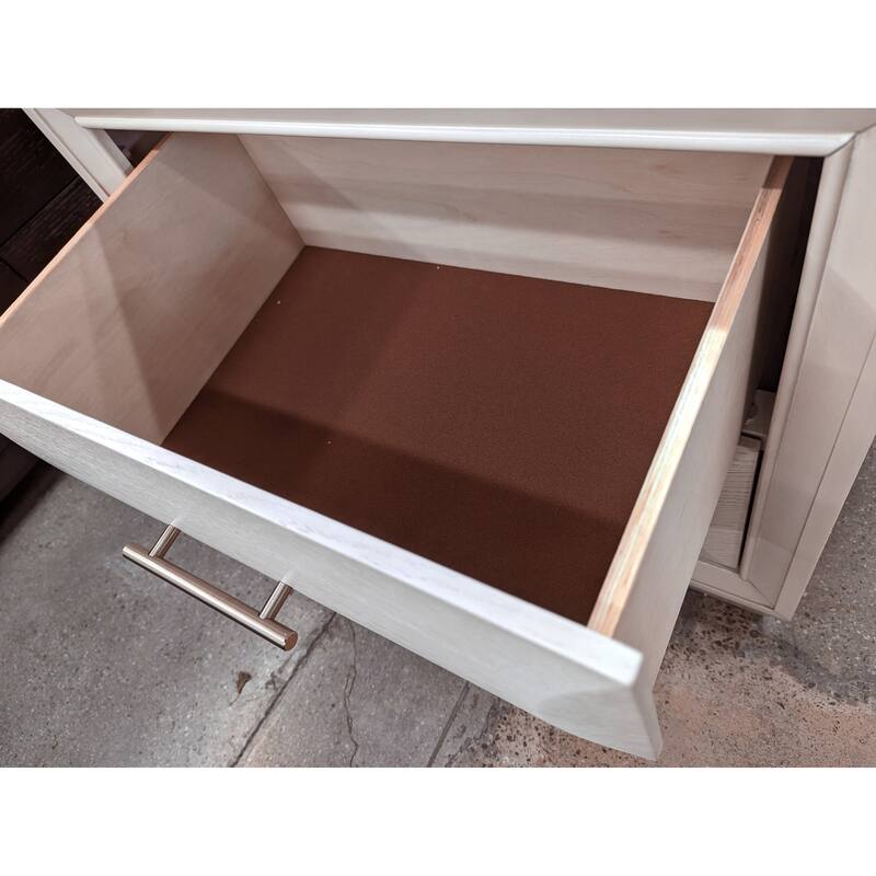 Transitional White Oak Finish 4pc Bedroom Furniture Set Bed Nightstand Dresser Mirror