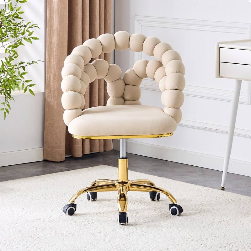 Velvet Bubble Chain Accent Chair with Gold Casters - Modern Sculptural Seating for Living Room & Office