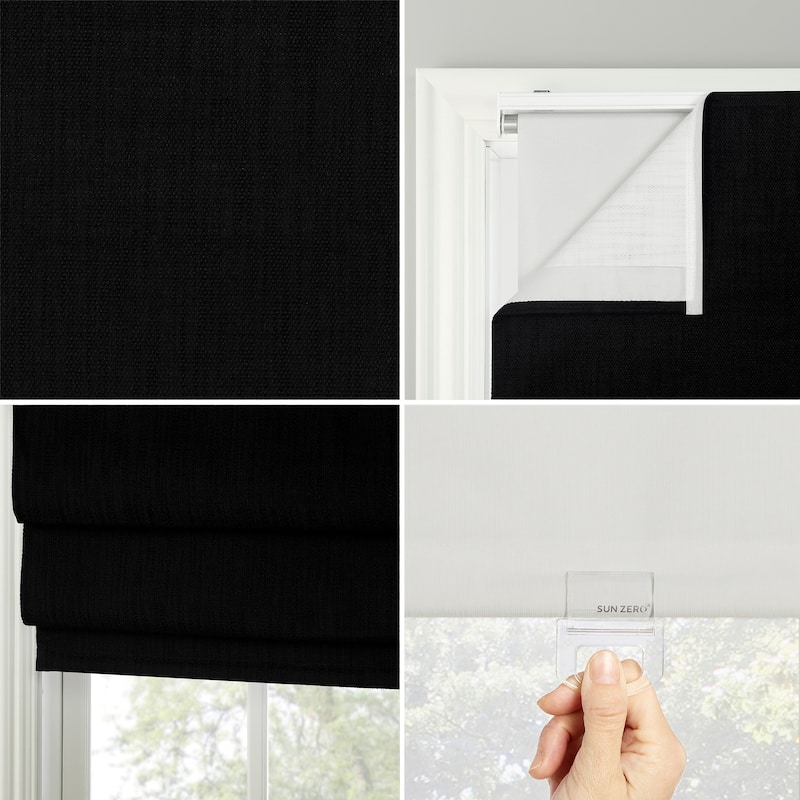 Sun Zero Pryer Textured Total Blackout Cordless 1-Piece Roman Shade