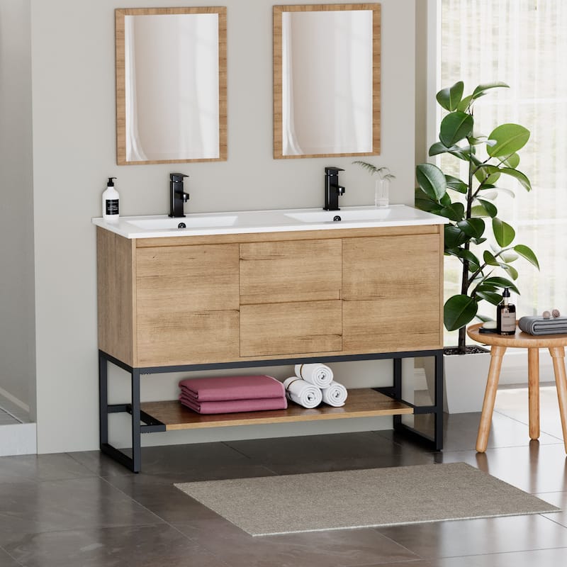 Bathroom Vanity Set Under-mount Ceramic Sink Combo Free Standing