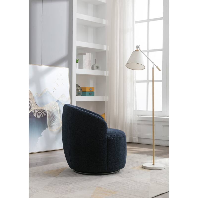 25.60" Swivel Barrel Chair, Modern Small Single Sofa Chair Comfy Round Upholstered Armchair for Living Room Bedroom
