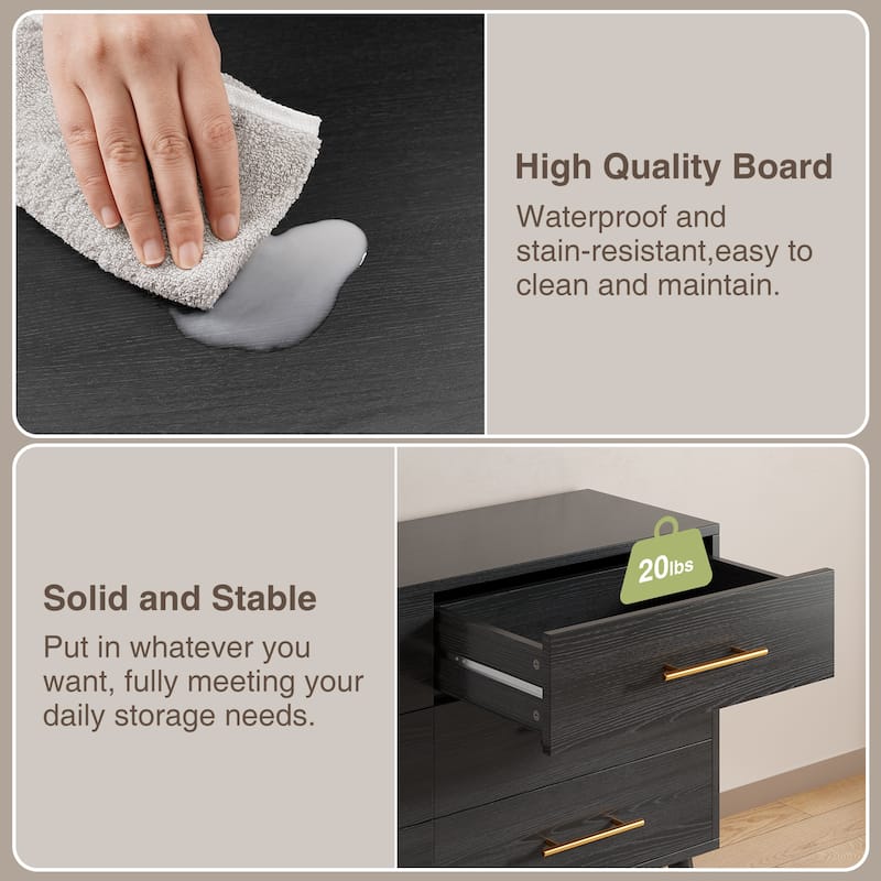 5/6/Chest of Drawers Dresser Modern Drawers with Metal Handles, Wood Storage Dresser for Bedroom, Living Room, Entryway