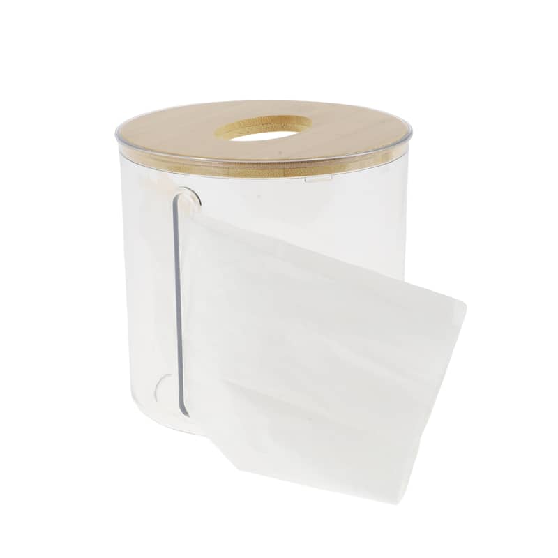 1 Pcs Convenient Round Tissue Box Holder for Living Room Table Desk Office Clear