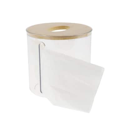 1 Pcs Convenient Round Tissue Box Holder for Living Room Table Desk Office Clear