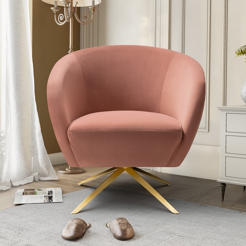 Modern Upholstered 360-degree Swivel Accent Chair Faux Leather Sofa Chair