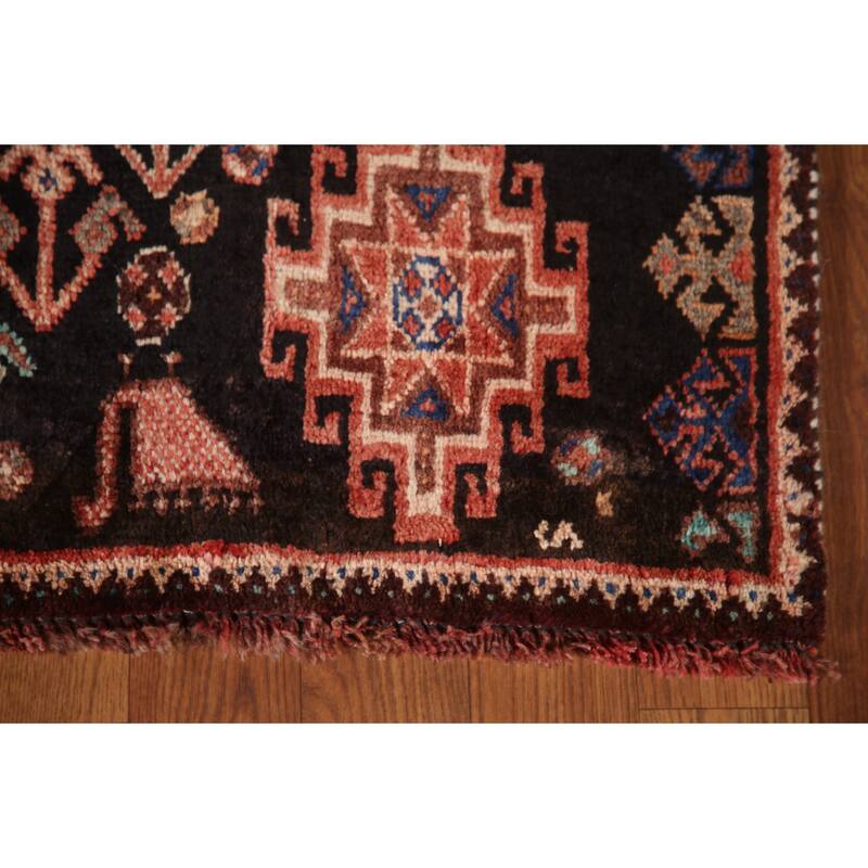 Tribal Geometric Shiraz Persian Vintage Area Rug Handmade Wool Carpet - 5'3"x 8'1"