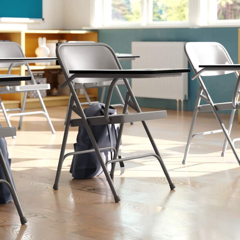 2 Pack Premium Steel Folding Chair with Right Handed Tablet Arm - 19.75"D x 18.5"W x 30"H