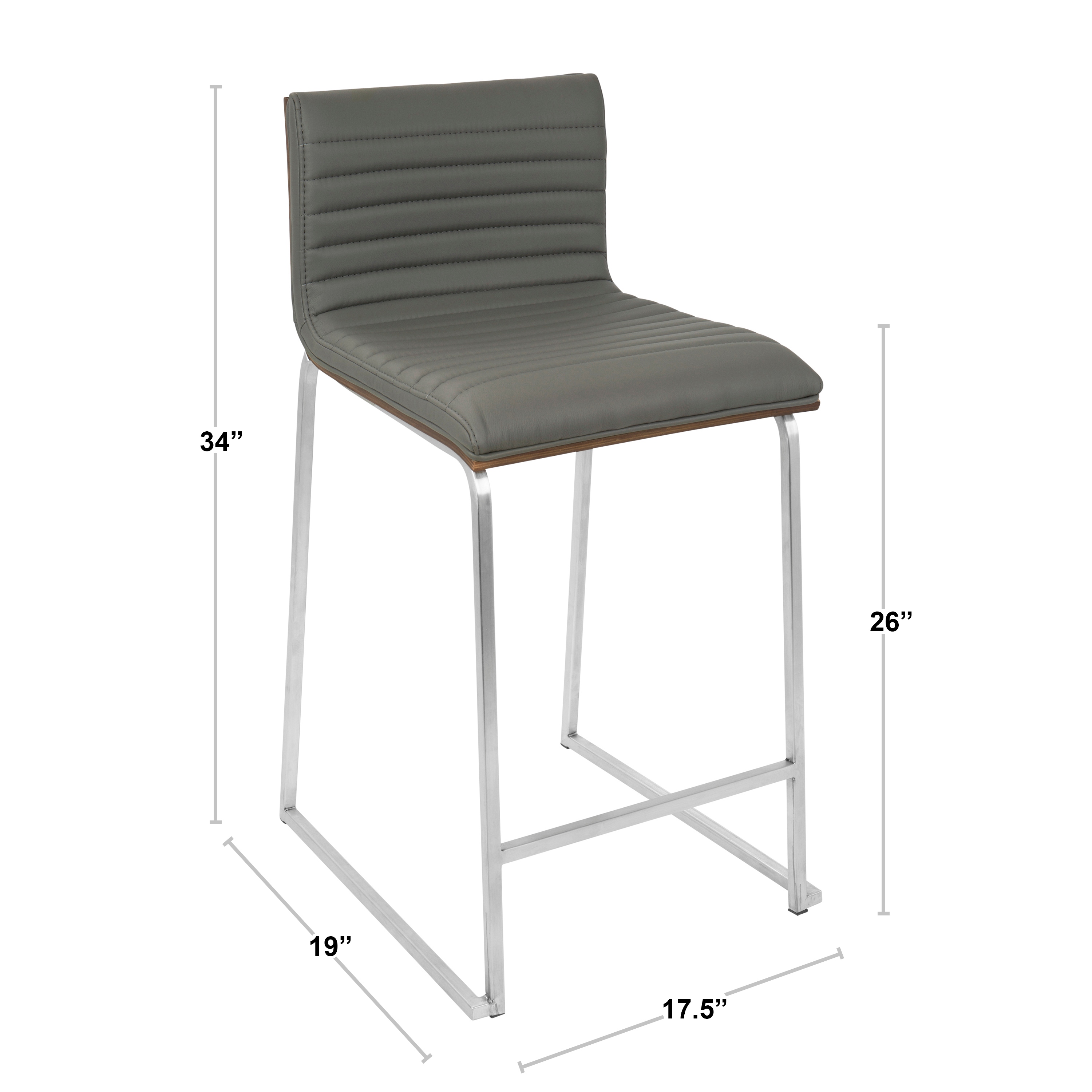 LumiSource Mara Stainless Steel Contemporary 26 inch Counter