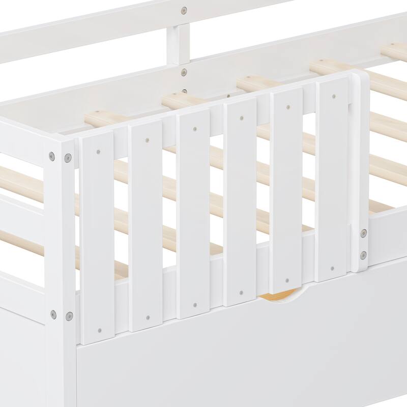 Twin Size House Bed With 2 Drawers and Guardrails