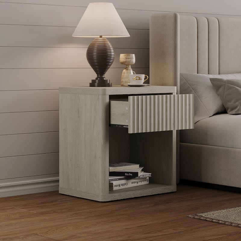 SICOTAS Nightstand with 1 Drawer and Open Storage