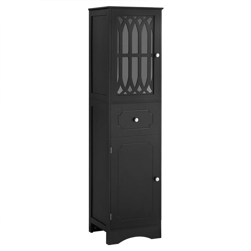 GDFStudio - Isla Slim Tall Bathroom Cabinet with Drawer, Doors, and Adjustable Shelves for Space-Saving Storage
