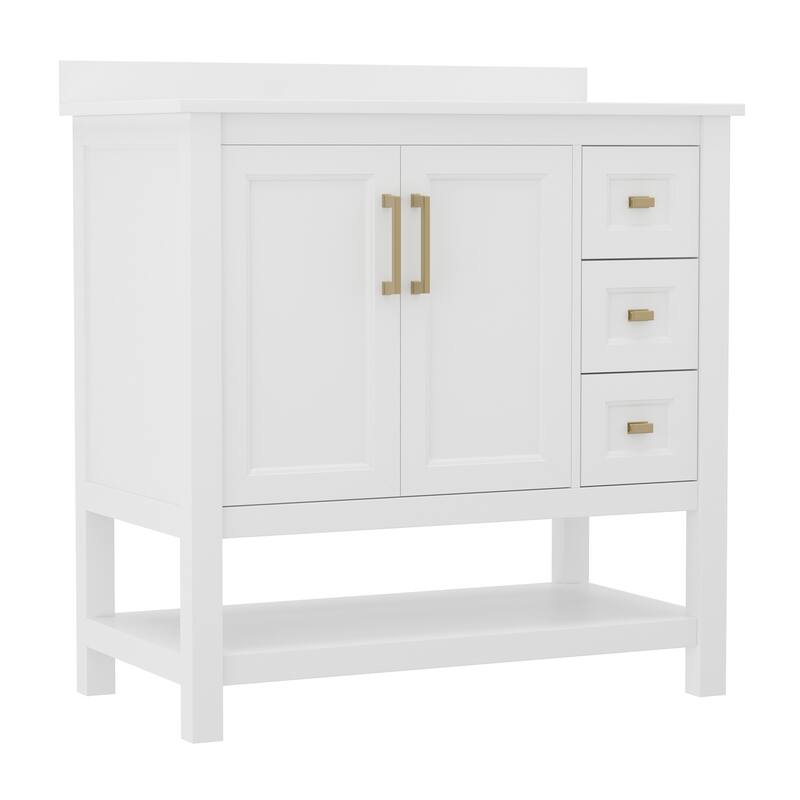 James Allan FFIR10670 36" Free Standing Single Basin Vanity Set with - White / Gold - Painted