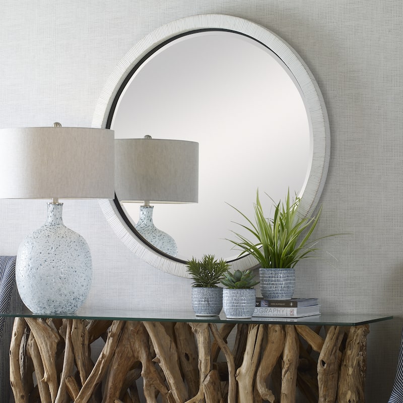 Uttermost Granada Whitewash Round Mirror - 42" dia