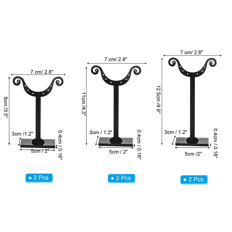Earring Display Stand,6pcs Acrylic Earring Holder Earring Stands 8 Holes,Black - Black - Black
