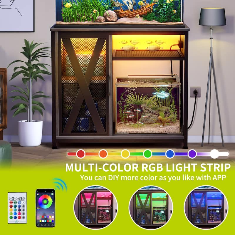 Moasis 50 Gallon Aquarium Stand with Power Outlets & LED Light