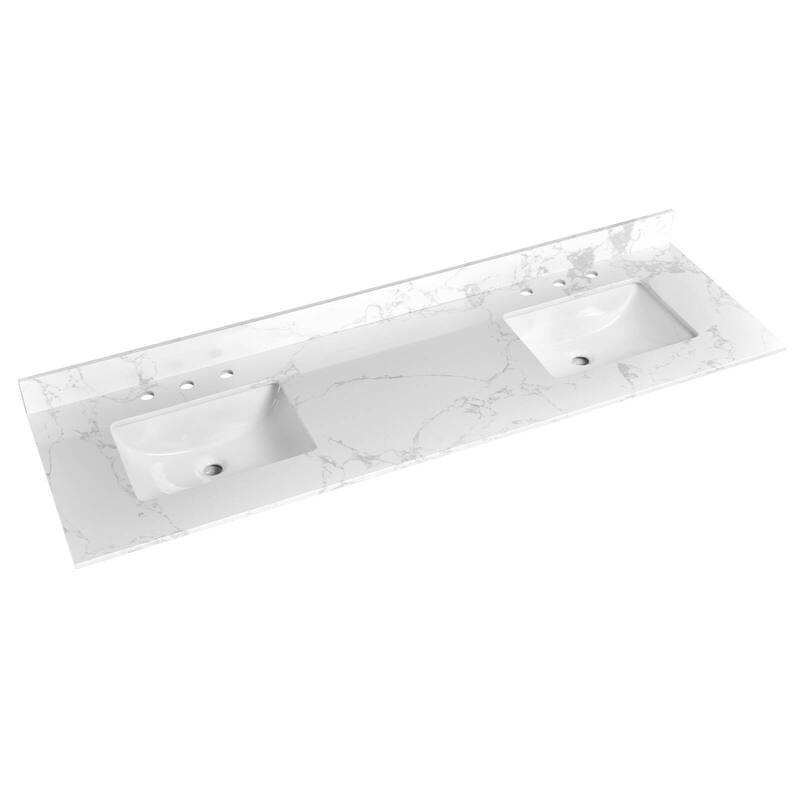 Whisperlace Engineered Marble Bathroom Vanity Top with Sink - 73" Double Sink