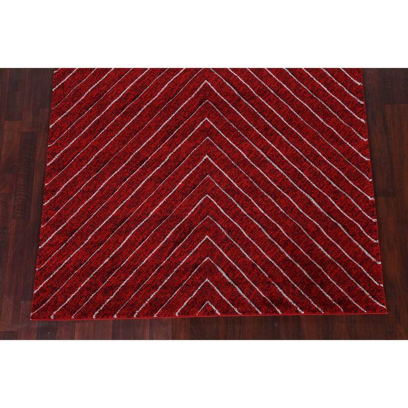Red Chevron Style Transitional Oriental Turkish Rug Modern Carpet