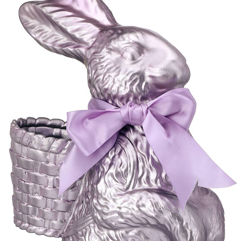 20.5" Resin Foiled Standing Chocolate Bunny