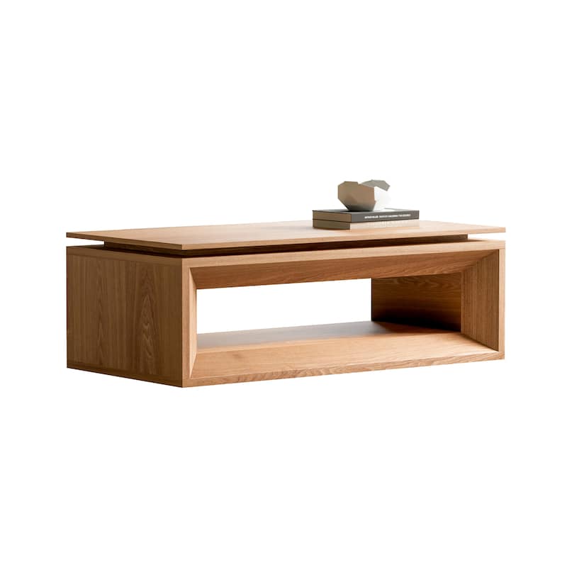 43.3" Lift Top Rectangle Coffee Table with Storage, Coffee Table with Floating Tabletop, Convertible Rising Tabletop